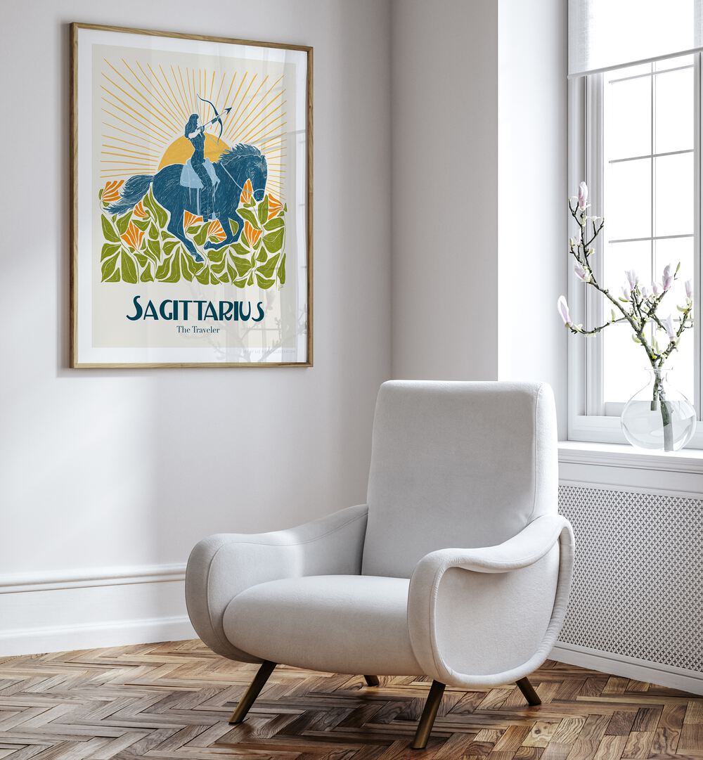 Stylish SAGITTARIUS II, ZODIAC poster enhancing a modern living space, perfect for astrology enthusiasts.