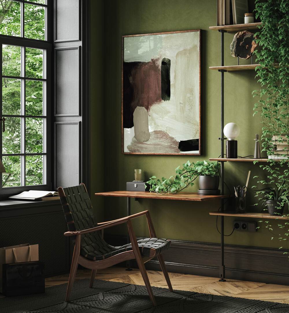 Stylish living space featuring ABSTRACT PAINTING XXIV, enhancing modern decor with captivating ABSTRACT PAINTINGS.