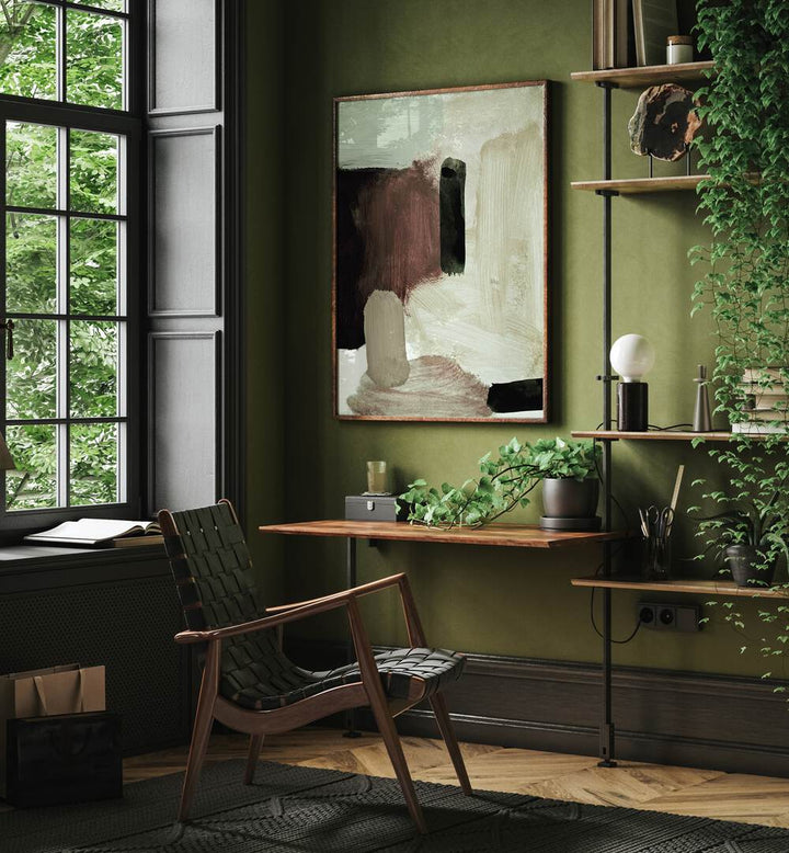 Stylish living space featuring ABSTRACT PAINTING XXIV, enhancing modern decor with captivating ABSTRACT PAINTINGS.