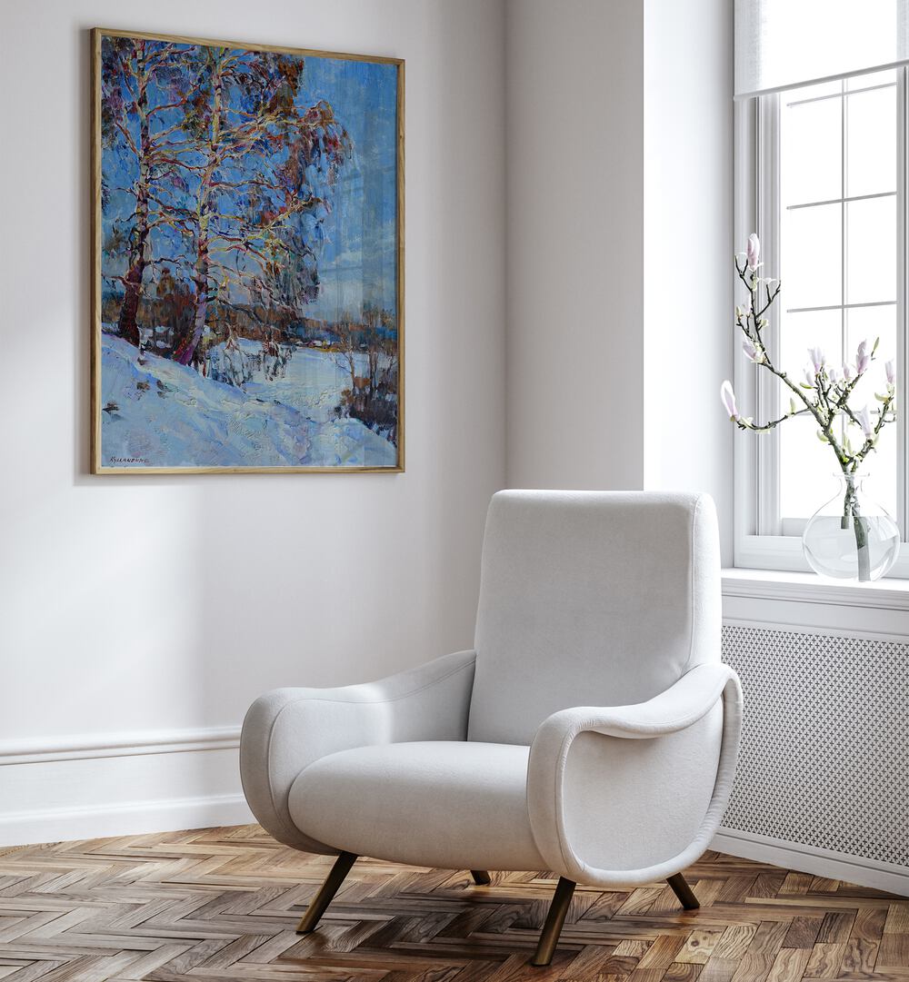 WINTER BIRCHES , LANDSCAPE PAINTINGS