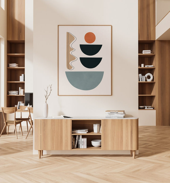 Stylish SEMICIRCLES V, BOHO ART PAINTINGS enhance modern decor with geometric charm and vibrant colors.
