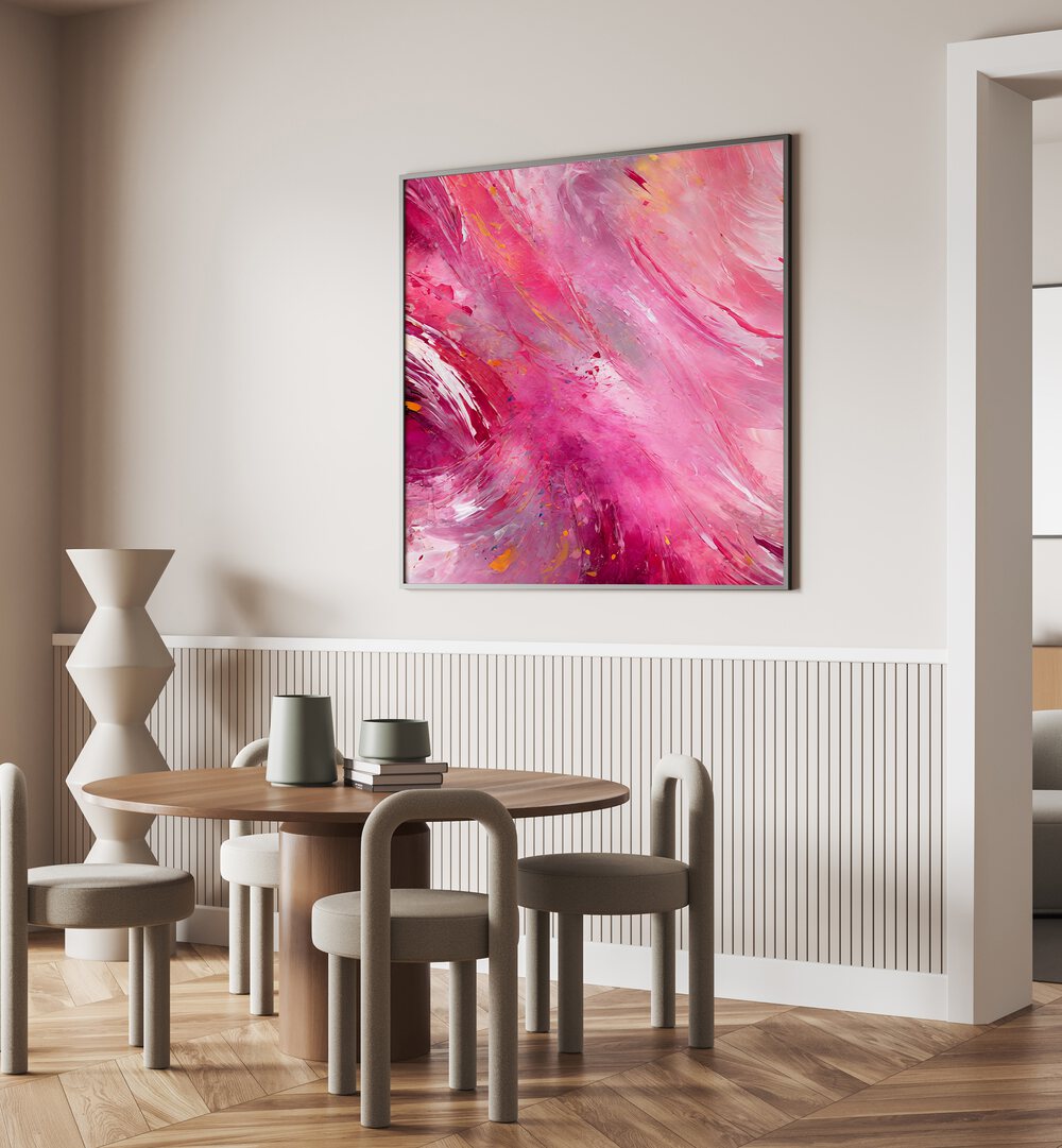 Vibrant Abstract with Bold Pink, a stunning wall art piece, adds contemporary beauty to any space. Perfect for modern decor.
