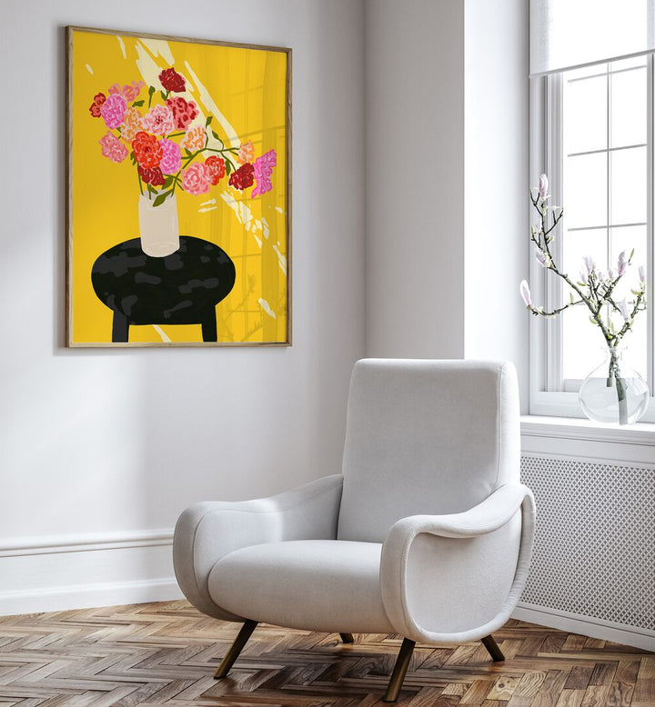 Brighten your decor with WINDOW GLOW, FLORAL FLOWER PAINTINGS showcasing vibrant blooms against a sunny backdrop.