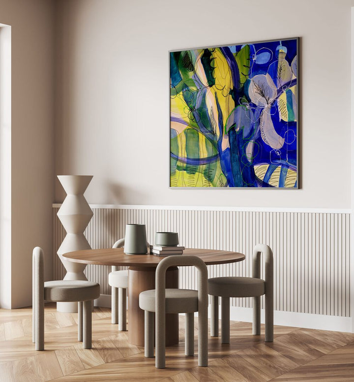 Bright and elegant WATER FLOWERS V, ABSTRACT PAINTINGS, enhances contemporary interiors with artistic flair.