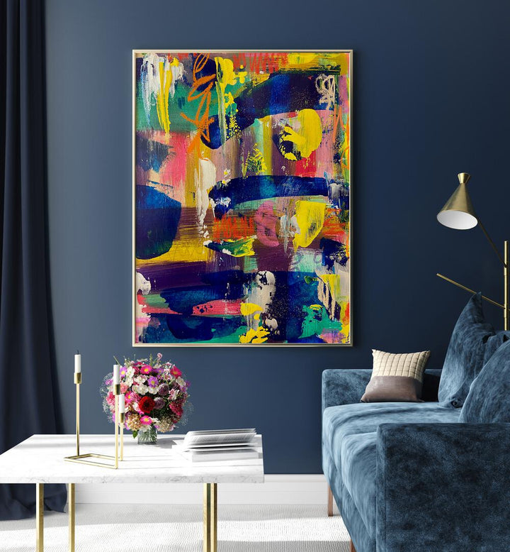 Colorful DAY V, ABSTRACT PAINTINGS artwork enhances modern living spaces with creativity and inspiration.