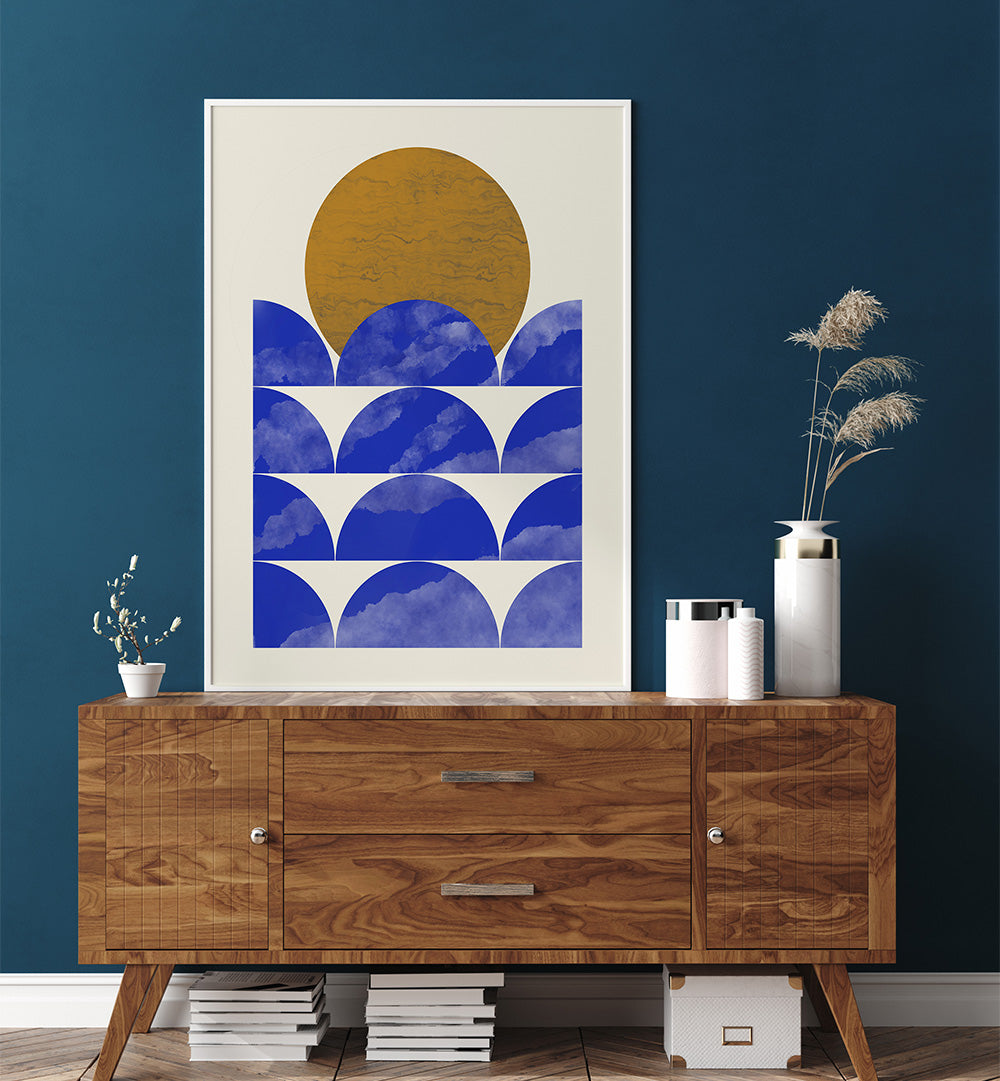 GEOMETRICAL SUNSET COMPOSITION , GEOMETRIC ART PRINTS