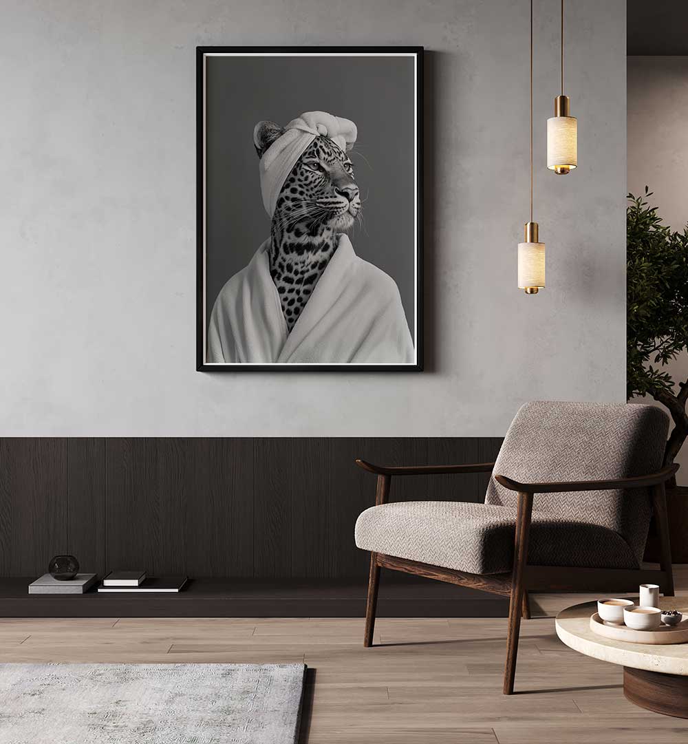 LADY LEOPARD SPA DAY , BATHROOM ART PRINTS