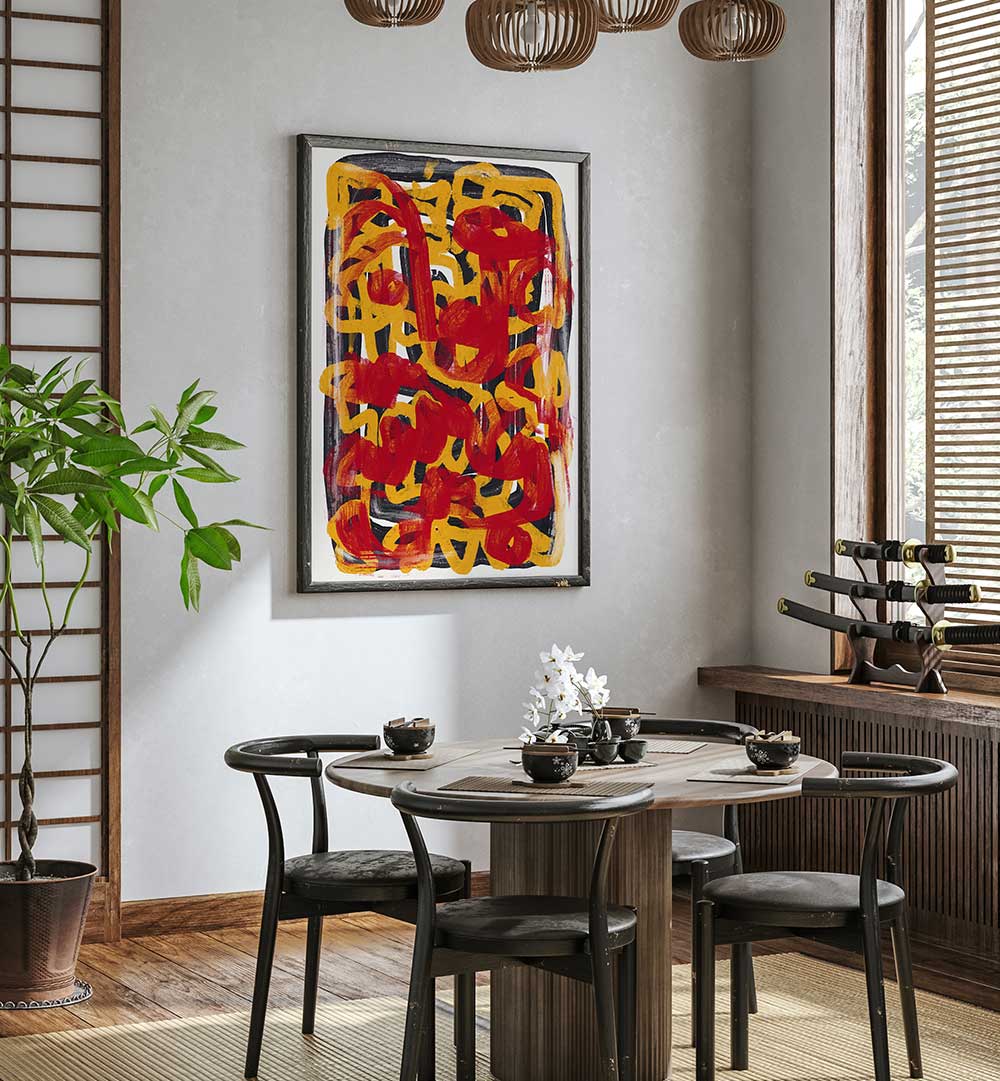YELLOW DOTTED RED , ABSTRACT PAINTINGS