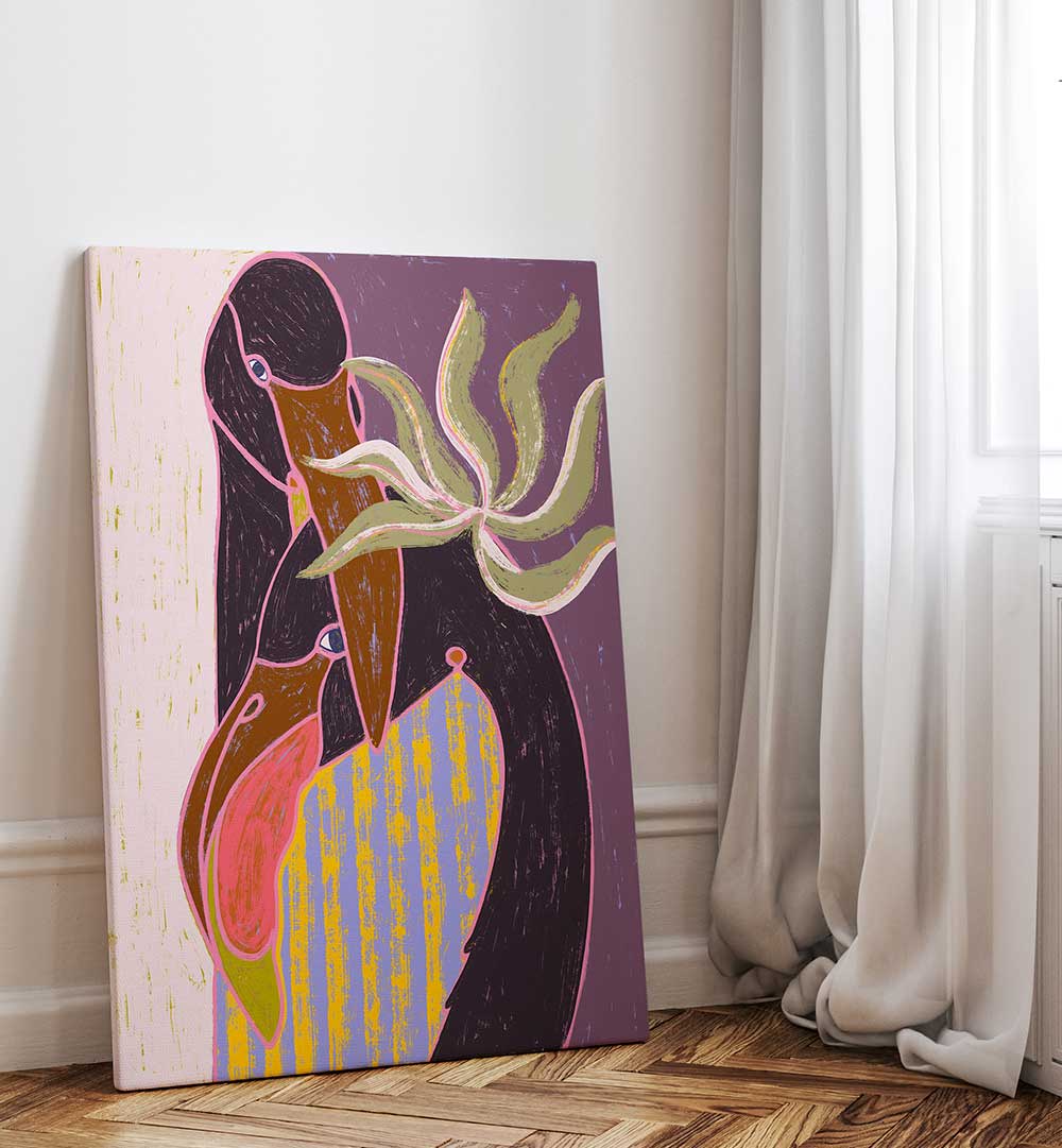 FLAMINGO HARP DUET , ANIMAL PAINTINGS