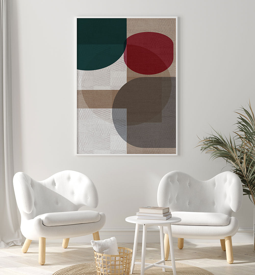 WOVEN BLUE GREEN RED II, GEOMETRIC ART PRINTS add modern elegance with vibrant colors and shapes to enhance your space.