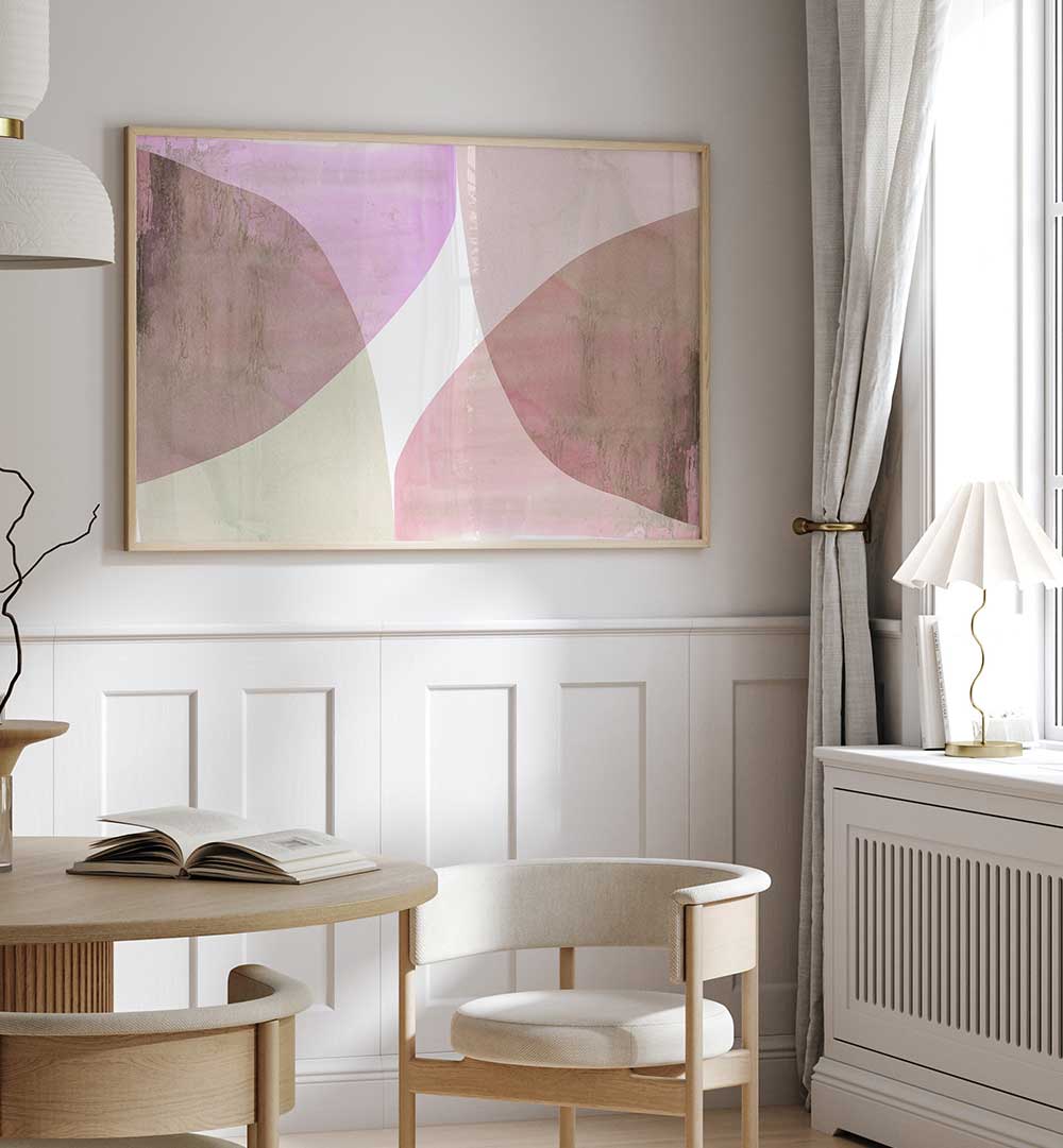 Elegant living room featuring EARTHENWARE SURFACES II, ABSTRACT PAINTINGS that enhance artistic expression and vibrancy.