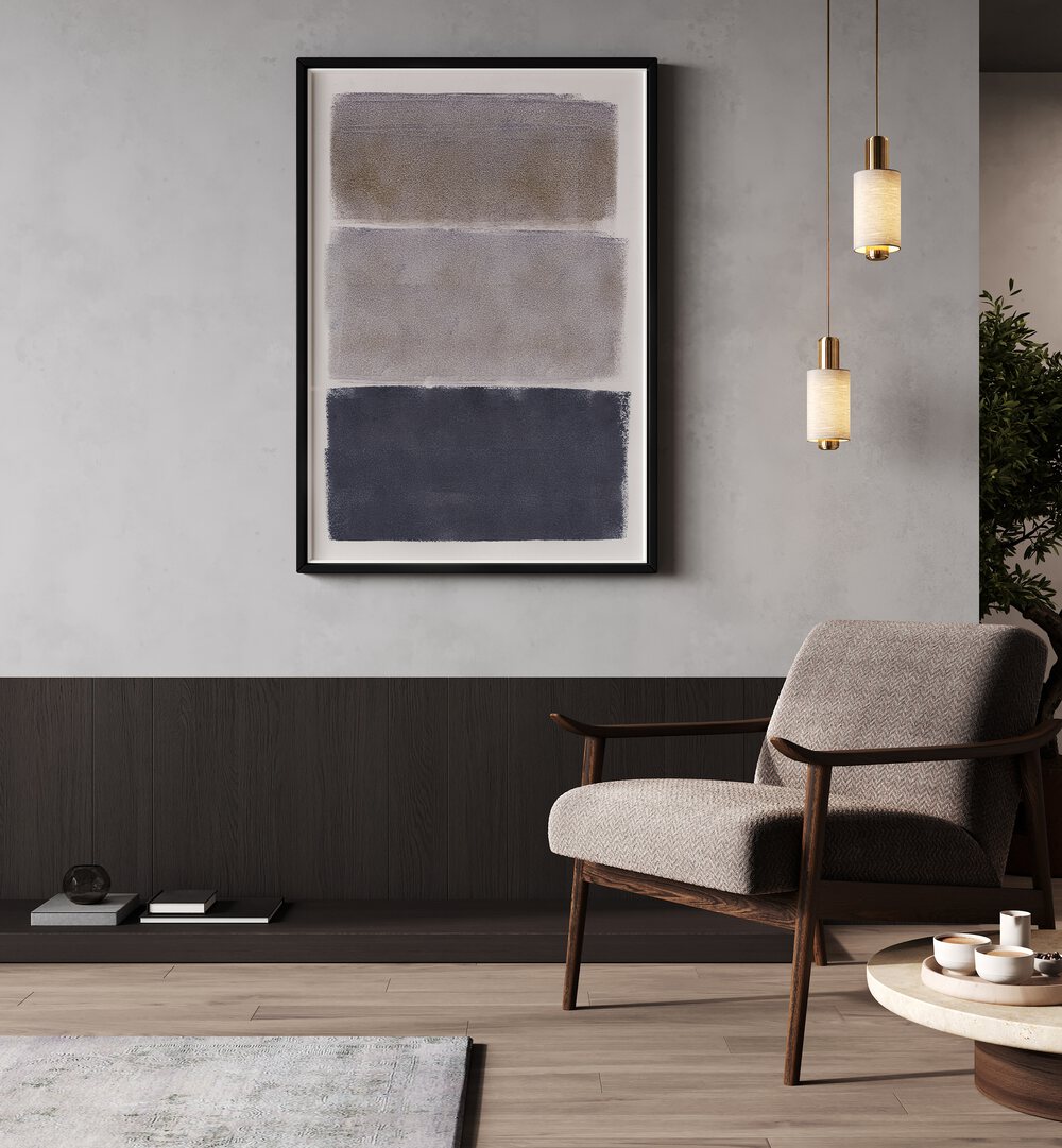 Transform your space with COLORFIELDS BLUE BROWN GREY, ABSTRACT PAINTINGS, showcasing a rich palette for sophistication.
