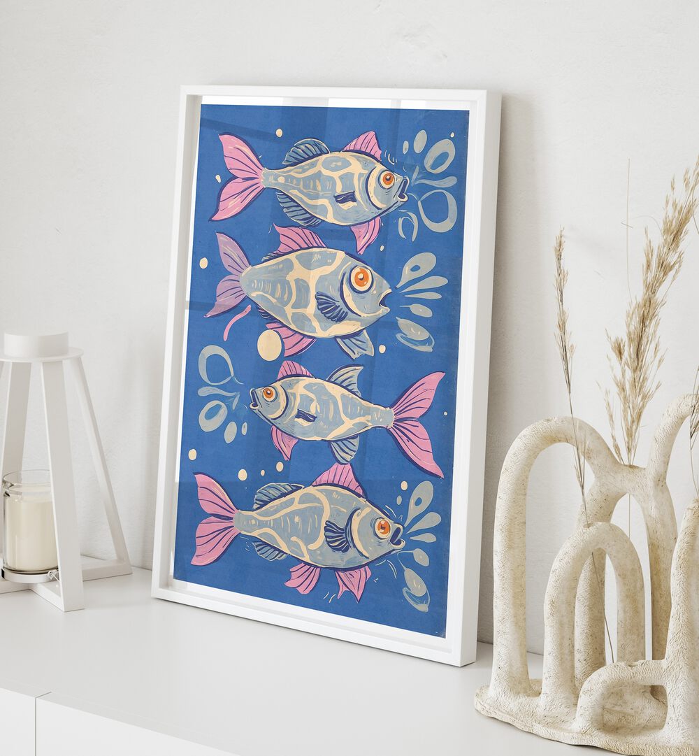 Colorful fish artwork from OCEANIC LIFE - FISHES, BEACH PAINTINGS brings coastal charm to your decor.