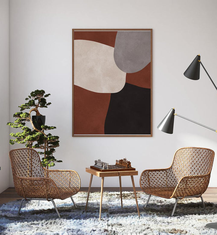 Stylish living room featuring EXPRESSIONIST V, ABSTRACT PAINTINGS with bold colors and dynamic shapes for vibrant decor.