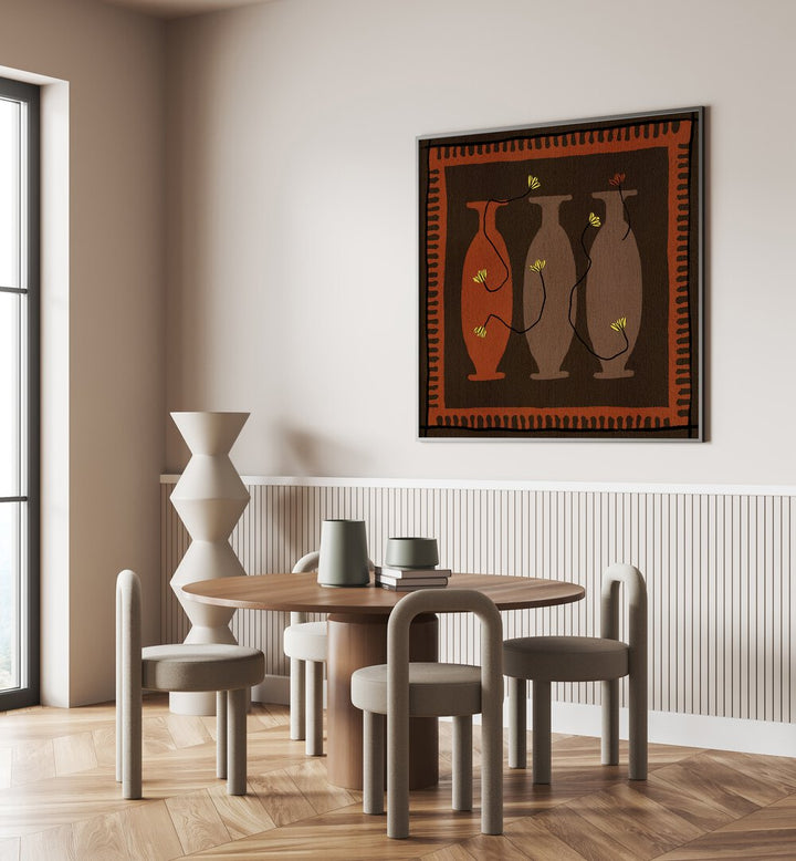 Stylish kitchen scene featuring OUT OF VASE BLOOMS V, KITCHEN POSTERS, showcasing modern floral art elegance indoors.