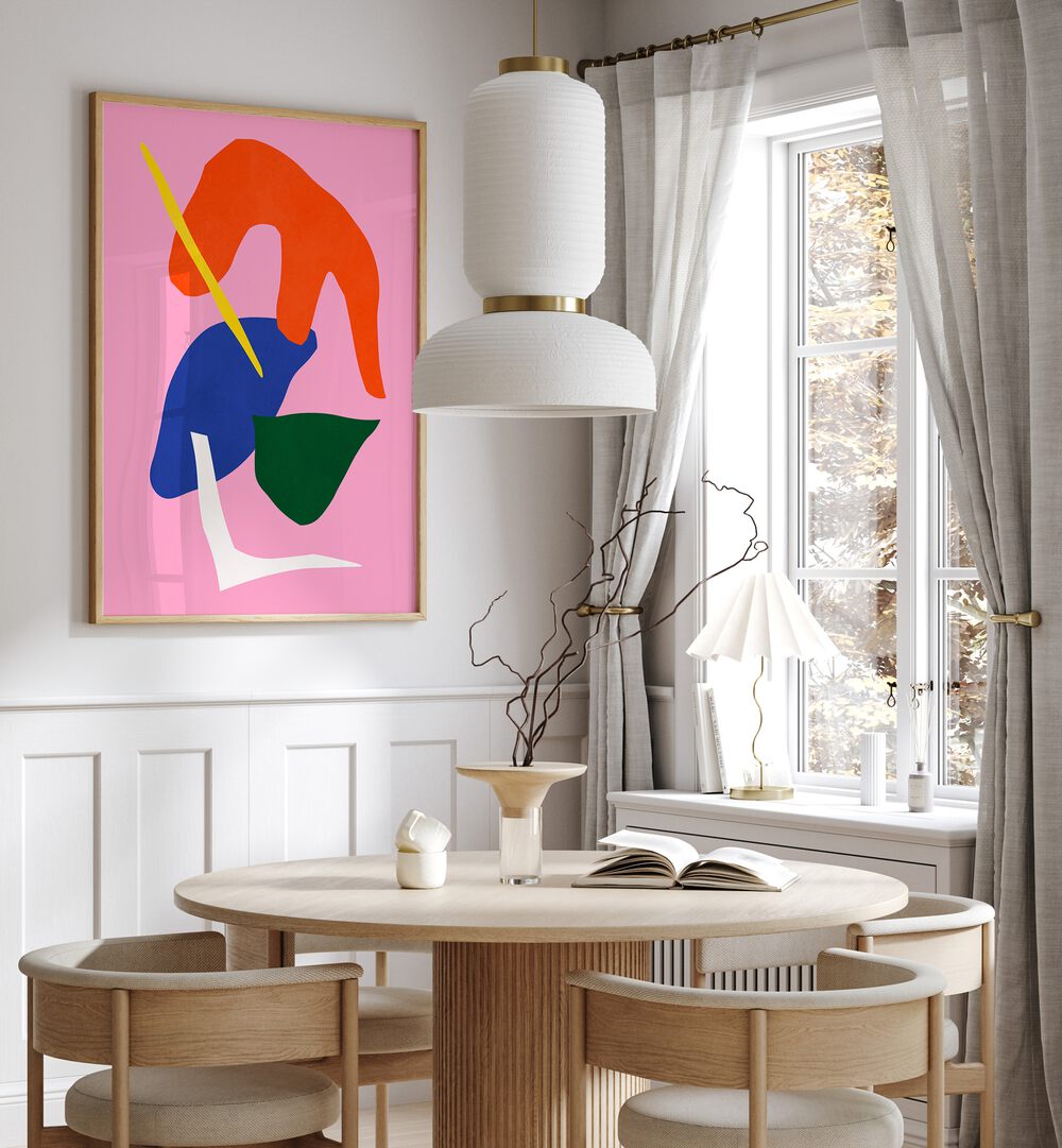 Bright and modern interior featuring EXPRESSIVE XII, GEOMETRIC ART PRINTS, enhancing the creative atmosphere.
