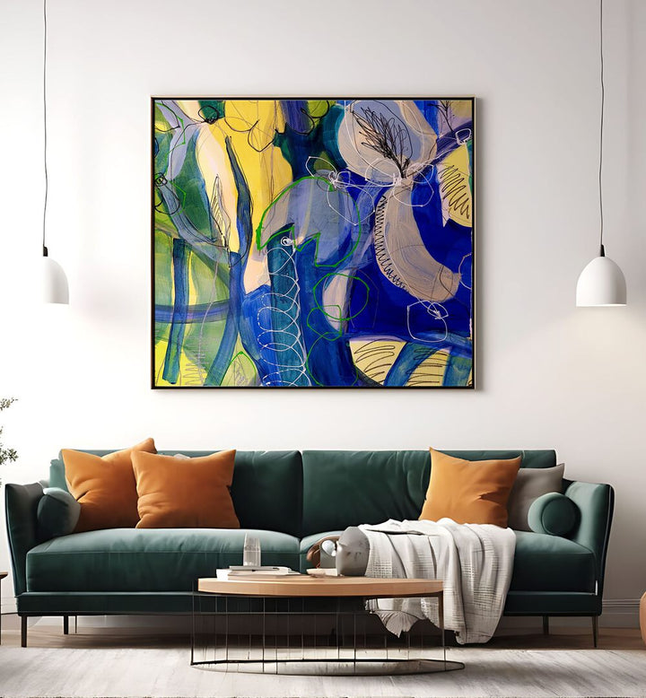 Bright and colorful WATER FLOWERS VI, ABSTRACT PAINTINGS enhance modern living spaces with sophisticated artistry.