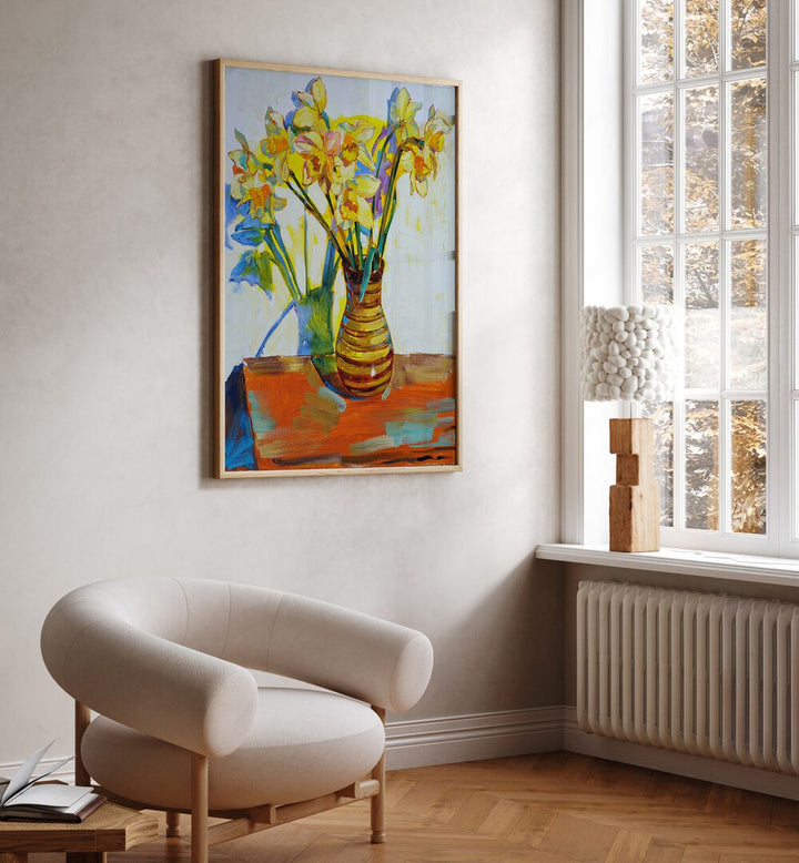 YELLOW DAFFODILS , FLORAL FLOWER PAINTINGS