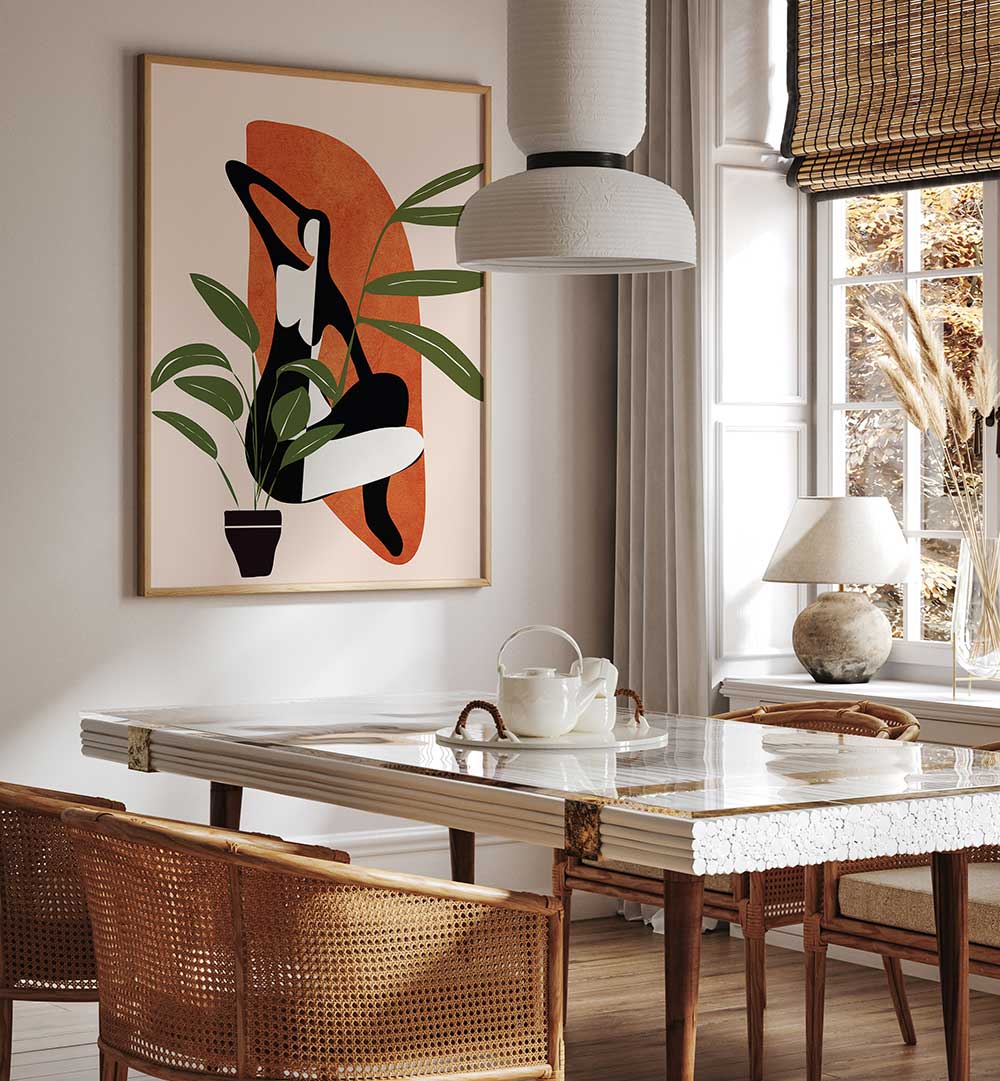 VERDANT SILHOUETTE , BOHO ART PAINTINGS