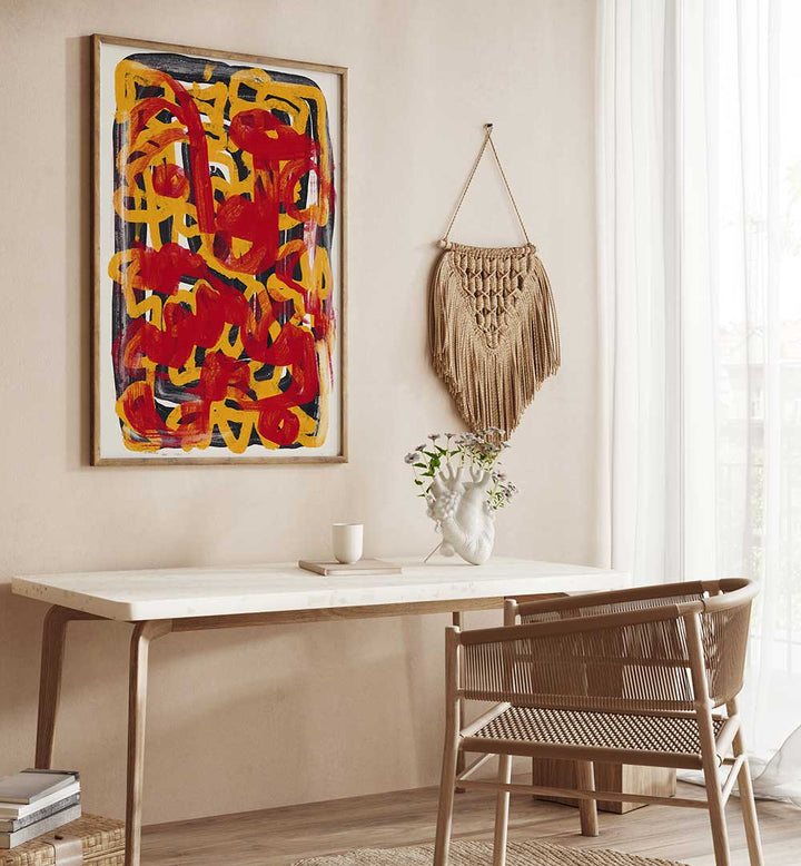 YELLOW DOTTED RED , ABSTRACT PAINTINGS