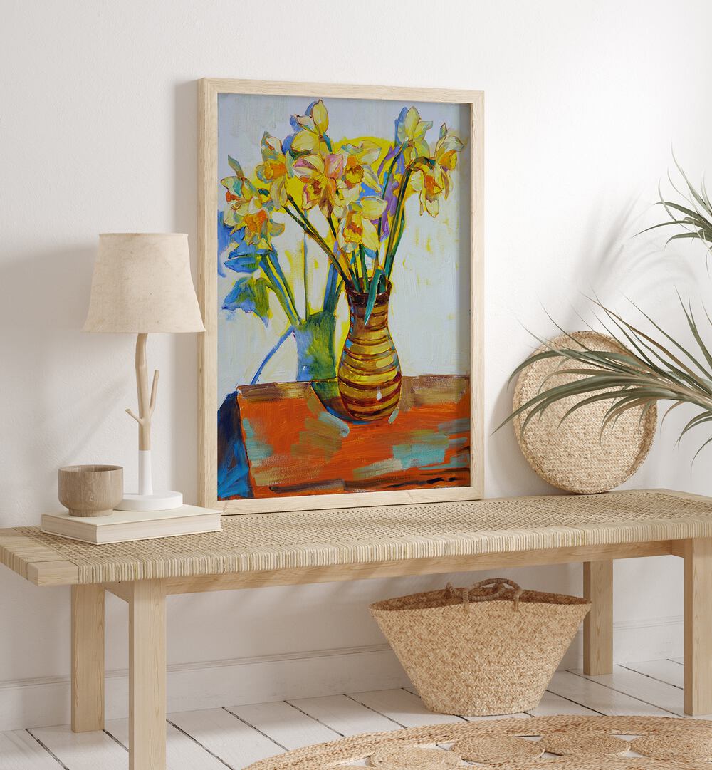 YELLOW DAFFODILS , FLORAL FLOWER PAINTINGS