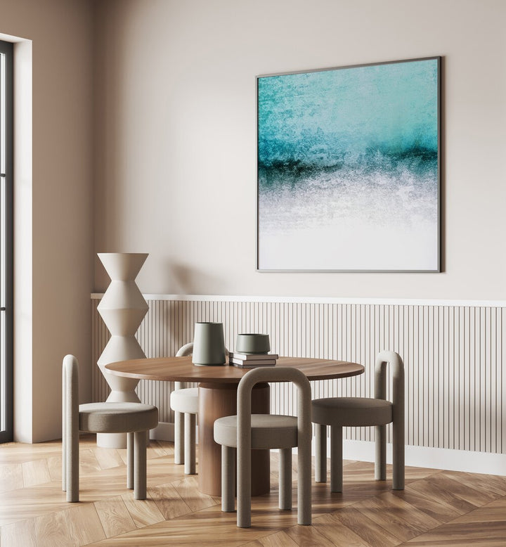 Brighten your space with SNOWDREAMER TEAL STRIGEL, ABSTRACT PAINTINGS, featuring modern expressionism in earth tones.