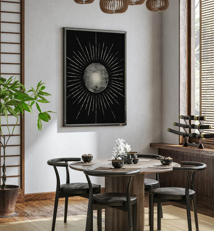 Elevate your decor with MIDNIGHT SUN ABSTRACTION, GEOMETRIC ART PRINTS featuring striking 3D shapes and bold symmetry.