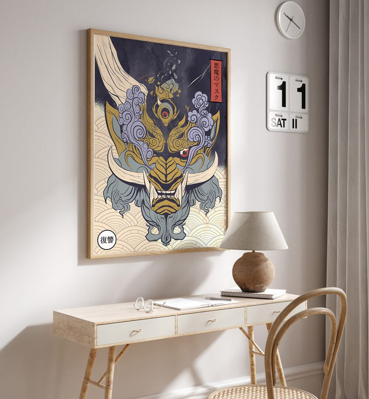 Handcrafted MASK OF YOKA, JAPANESE PAINTINGS, showcases cultural artistry in a stunning home decor piece.