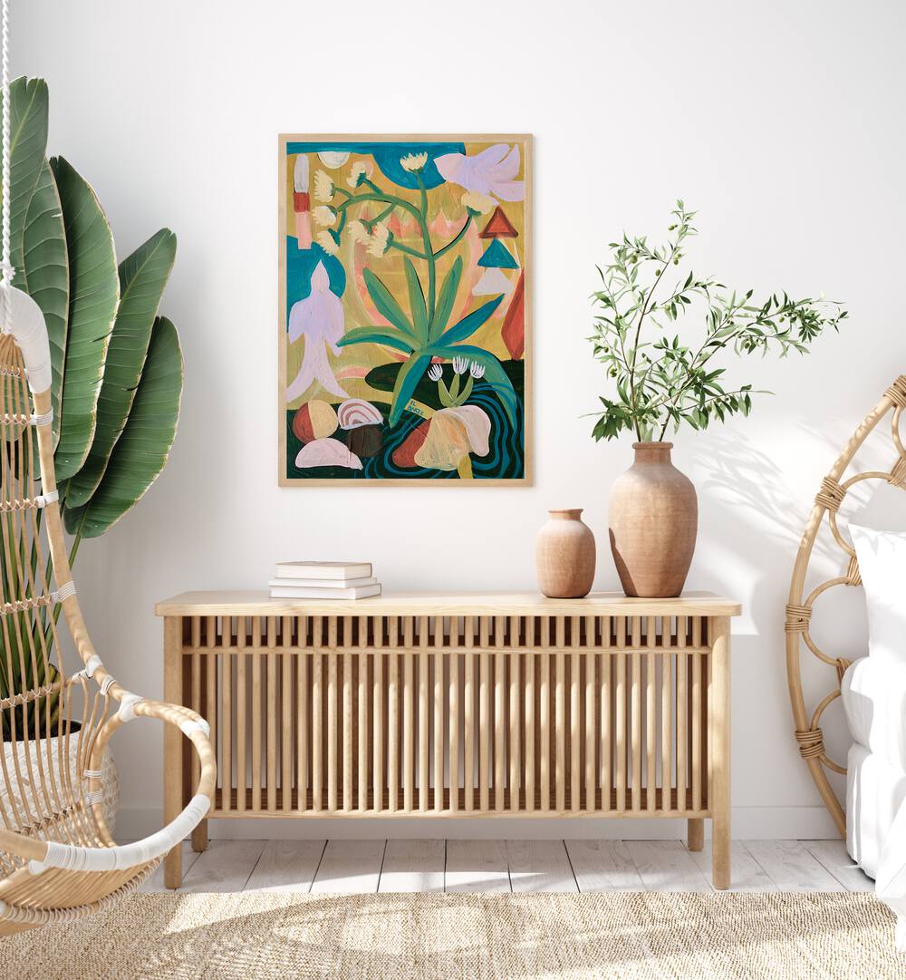 Vibrant TROPICAL CELEBRATION, FLORAL FLOWER PAINTINGS by Eleanor Baker enhance your home with tropical beauty.