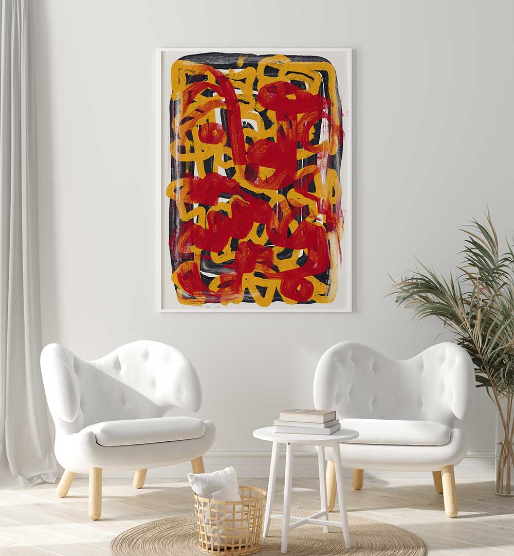 YELLOW DOTTED RED , ABSTRACT PAINTINGS