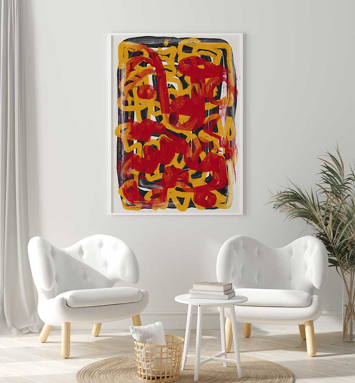 YELLOW DOTTED RED , ABSTRACT PAINTINGS