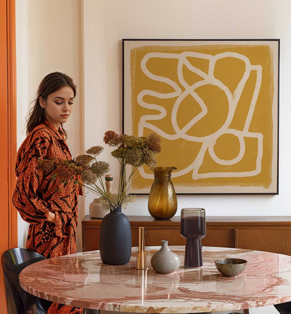 LINE ABSTRACT GOLD TANS , LINE ART PAINTINGS