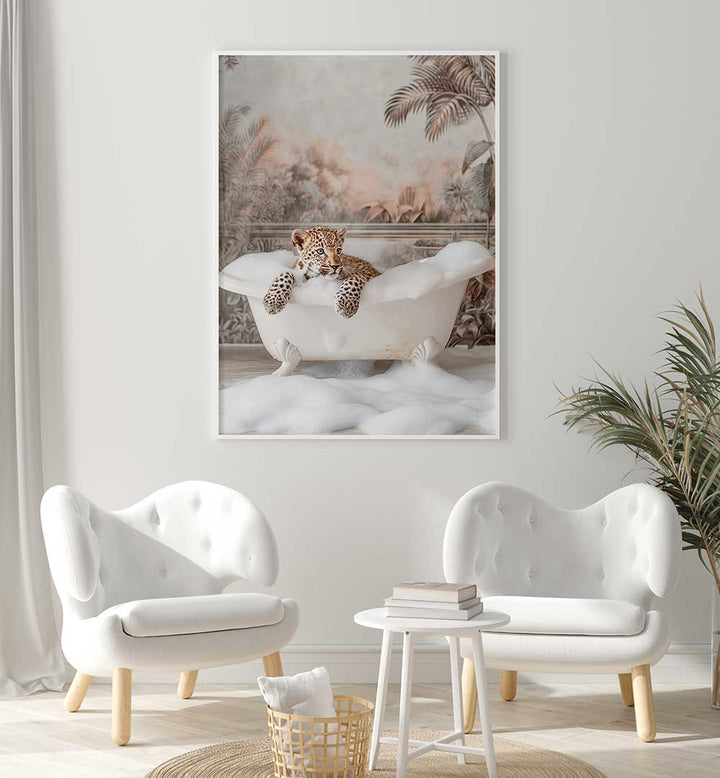 LEOPARD’S BUBBLE DELIGHT , BATHROOM ART PRINTS