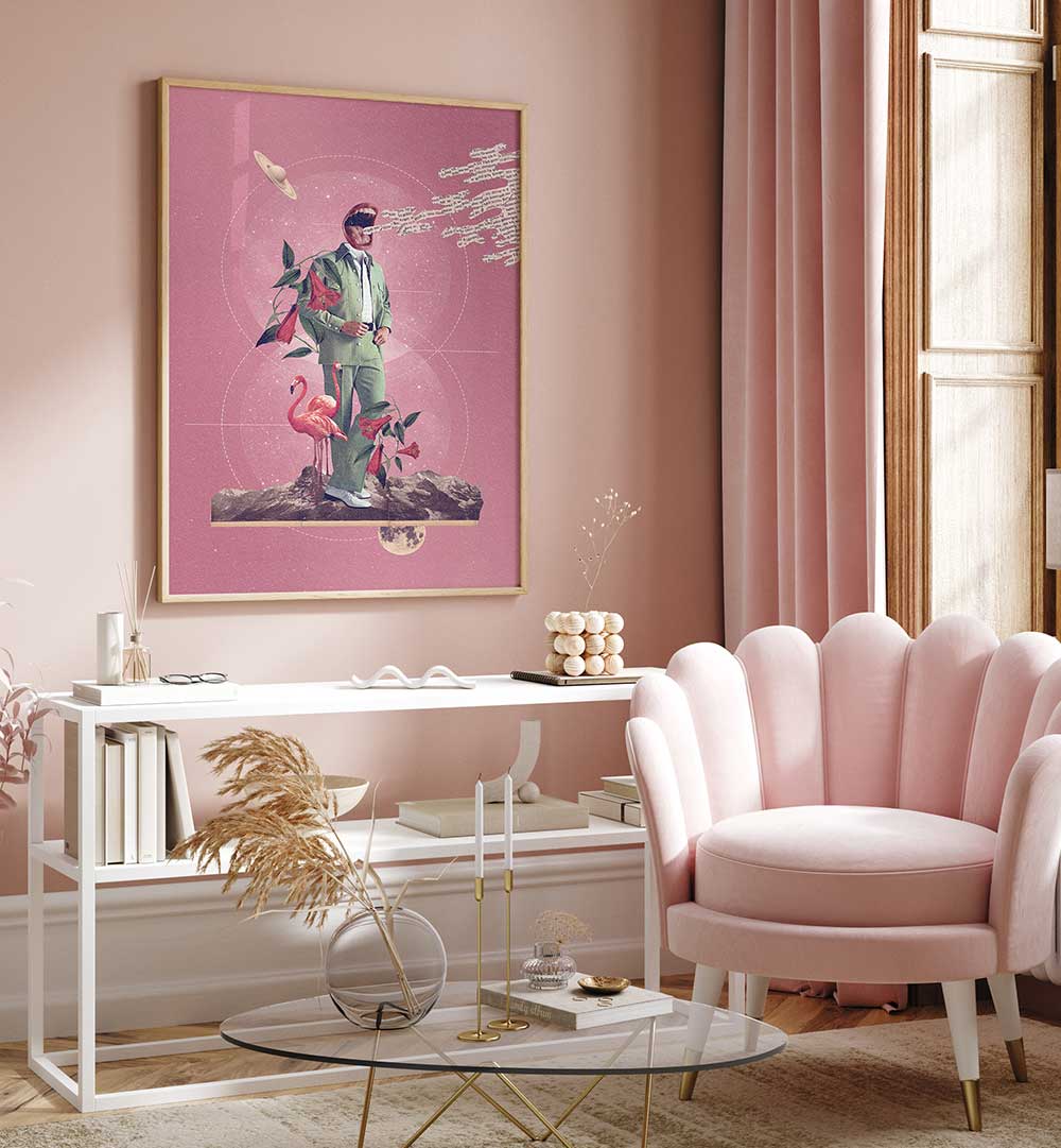 Stylish interior featuring TALK TO ME, SURREAL ART PRINTS, perfect for adding a unique touch to your decor.