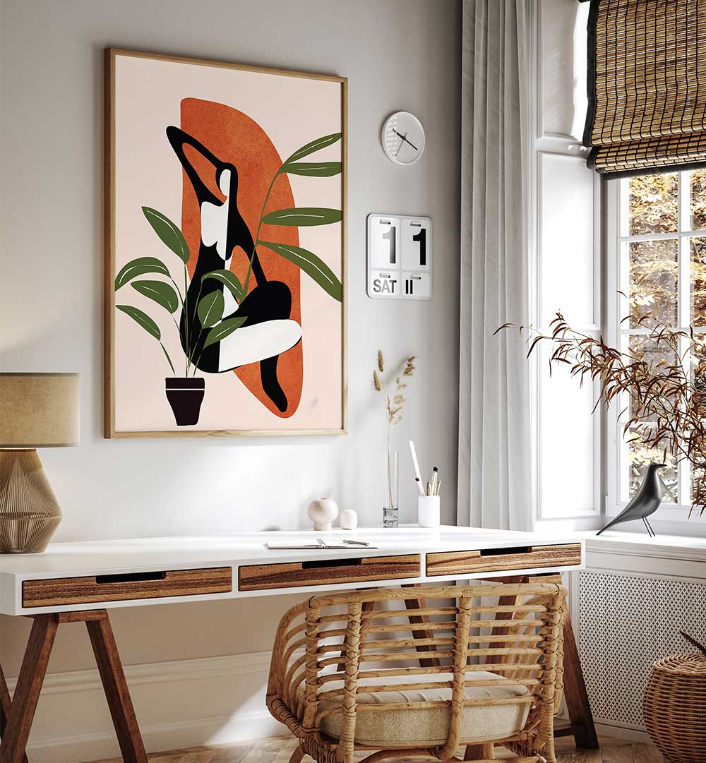 VERDANT SILHOUETTE , BOHO ART PAINTINGS