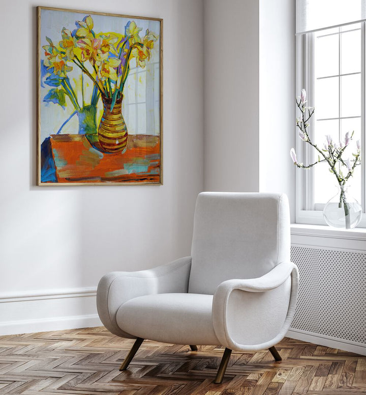 YELLOW DAFFODILS , FLORAL FLOWER PAINTINGS