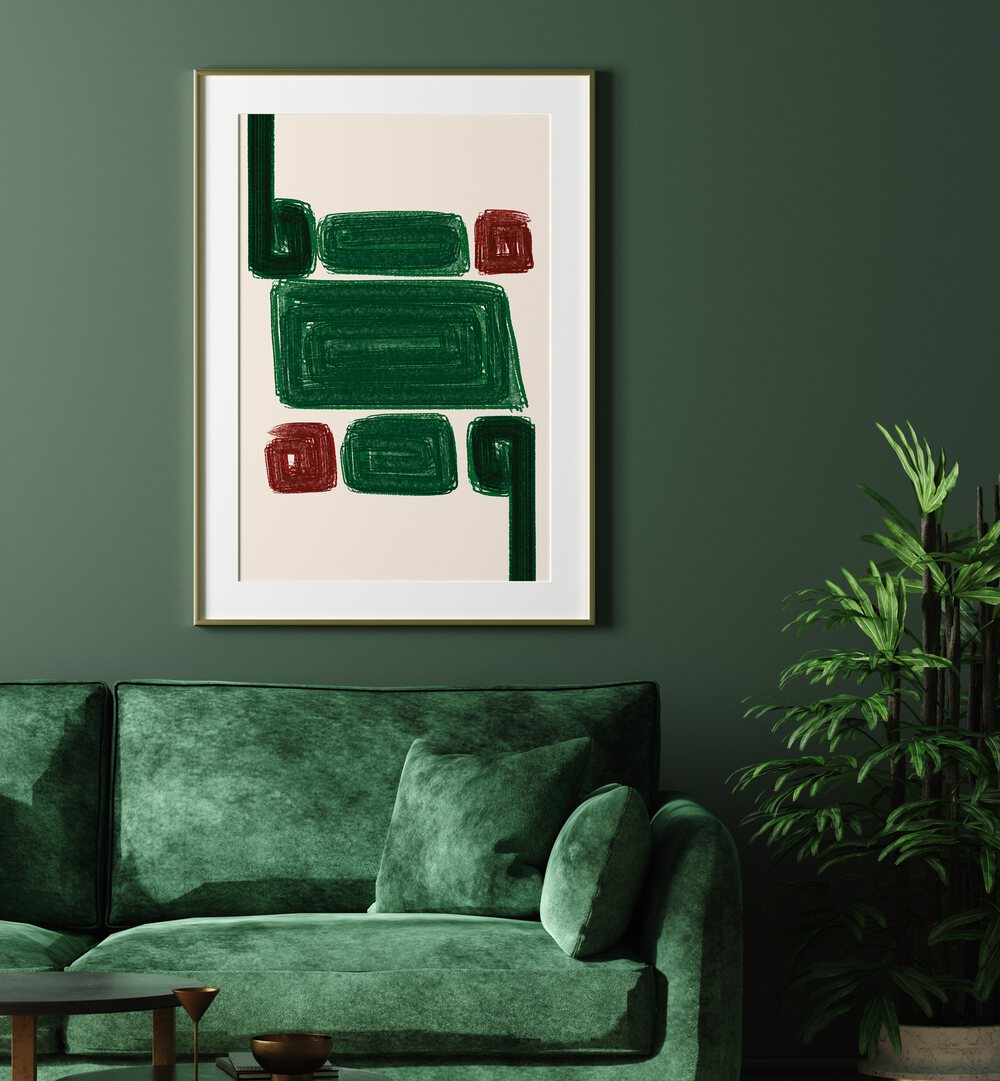 SIMPLEX III, ABSTRACT PAINTINGS in a modern setting, enhancing decor with vibrant colors and unique design.