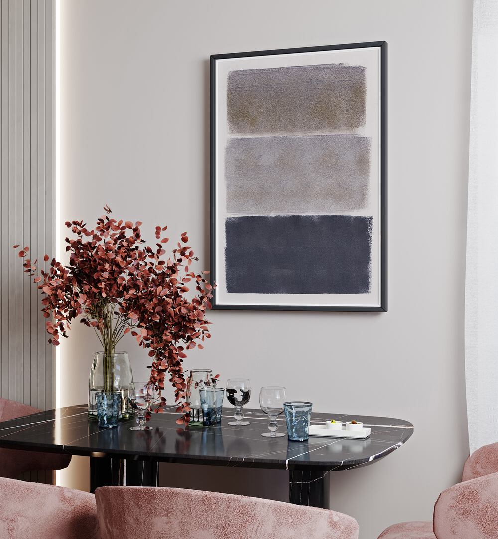 Stylish COLORFIELDS BLUE BROWN GREY abstract paintings enhance any room with a rich, harmonious color palette.