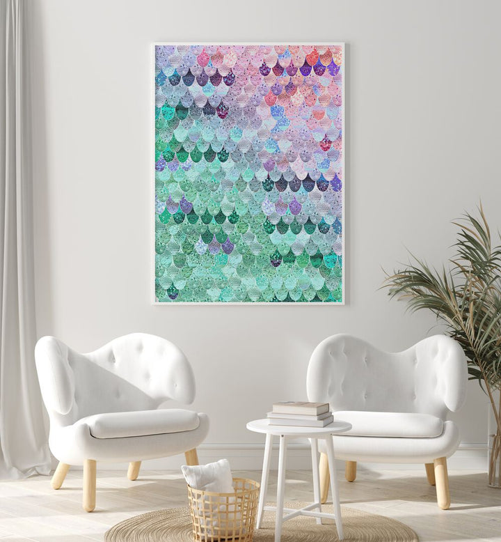 Vibrant SUMMER MERMAID CANDY LOVE, ABSTRACT PAINTINGS enhance a chic modern living space with enchanting colors.
