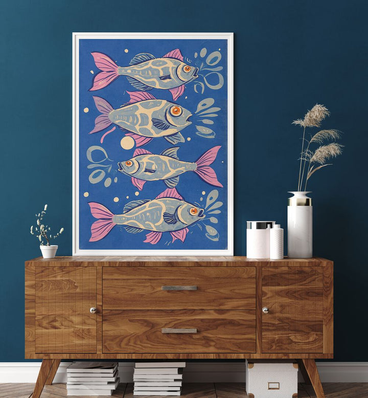 Colorful fish artwork from OCEANIC LIFE - FISHES, BEACH PAINTINGS enhances any coastal-themed decor.