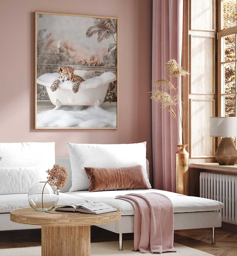 LEOPARD’S BUBBLE DELIGHT , BATHROOM ART PRINTS