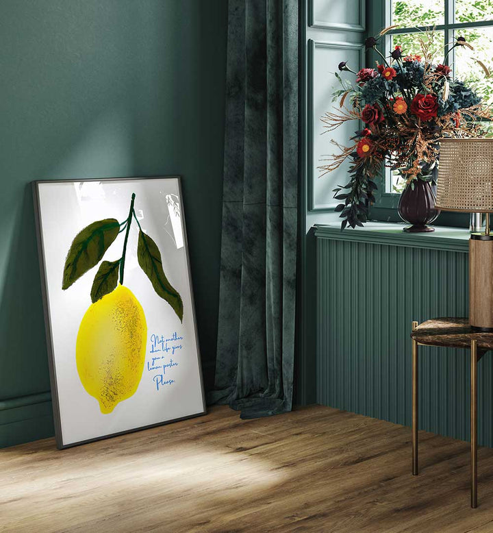 NOT ANTOHER LEMON , KITCHEN POSTERS with bold lemon art adding playful charm and personality to stylish modern kitchen decor