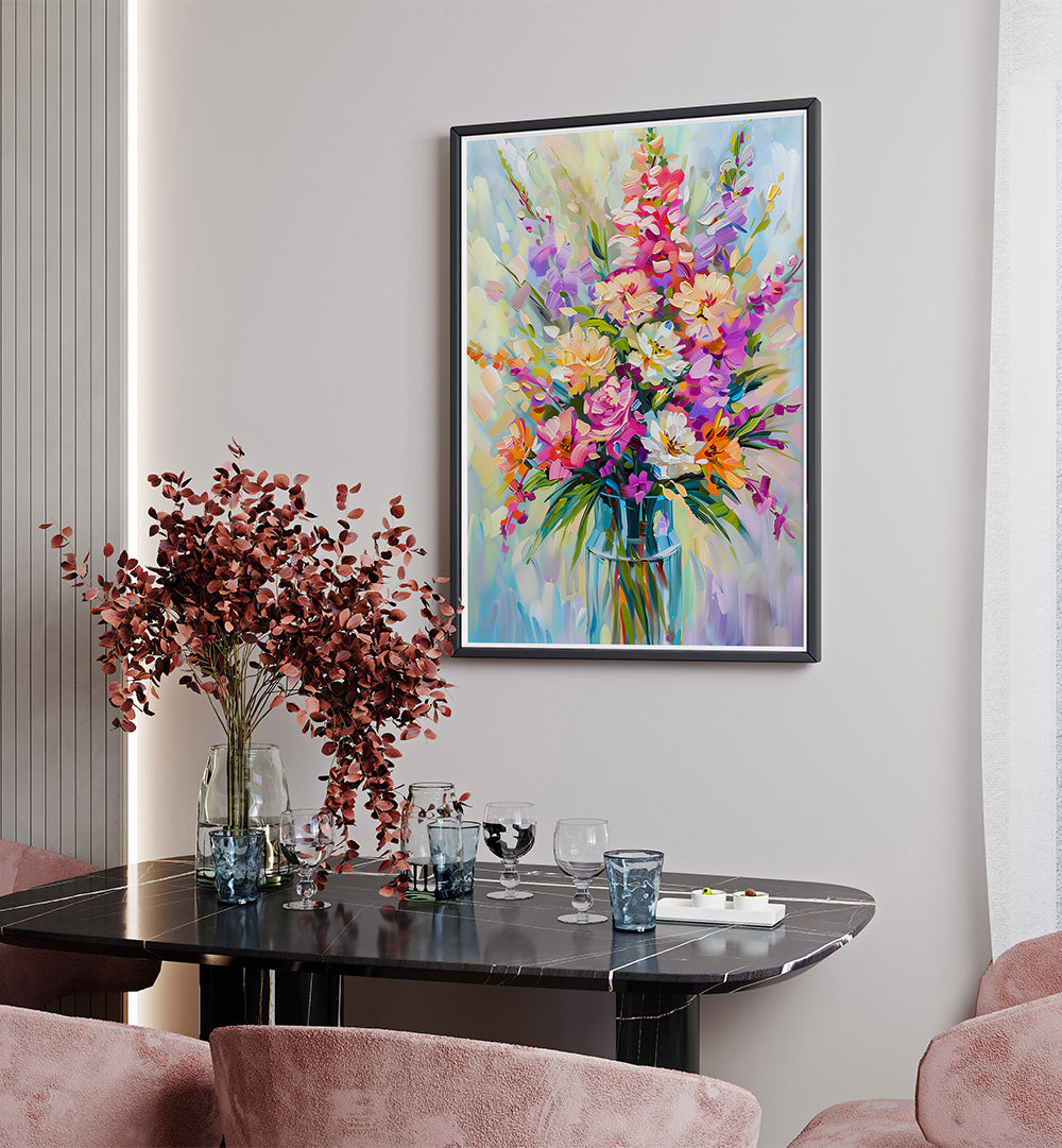 EVERGREEN GREEN PAINTERLY FLORALS I ,FLORAL FLOWER PAINTINGS