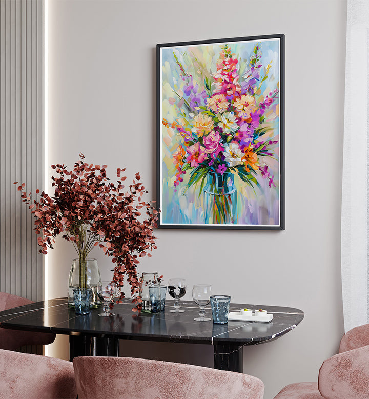 EVERGREEN GREEN PAINTERLY FLORALS I ,FLORAL FLOWER PAINTINGS
