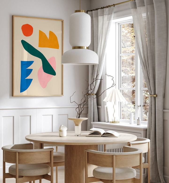 Bright and modern living space featuring EXPRESSIVE XIII, GEOMETRIC ART PRINTS, perfect for creatives and designers.