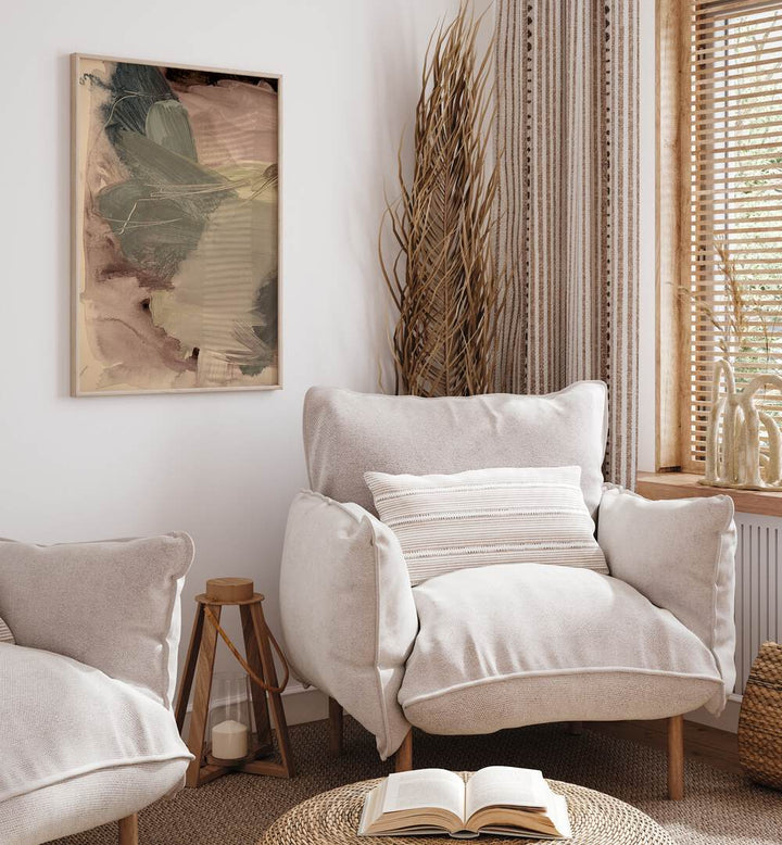 Stylish living space featuring ETHERAL BRUSH STROKES II, ABSTRACT PAINTINGS, enhancing the modern decor aesthetic.