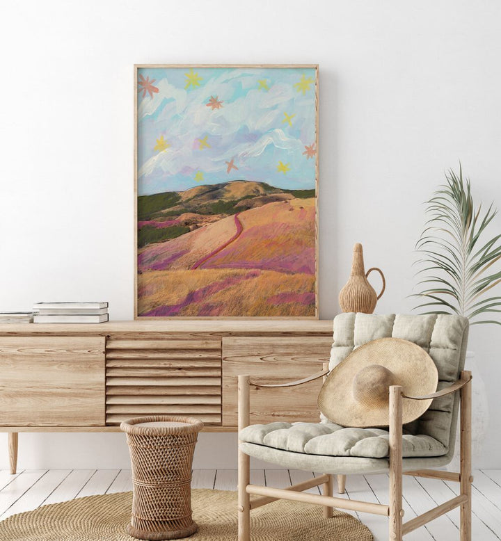 Bright, colorful SUNNY DAY IN TEXAS RANCH, LANDSCAPE PAINTINGS by Eleanor Baker, showcasing vibrant Texas countryside beauty.