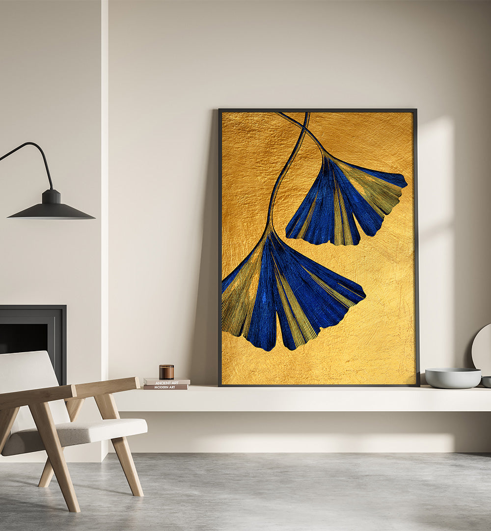 GINKO BILOBA NATURE FLORAL ART IV ,FLORAL FLOWER PAINTINGS