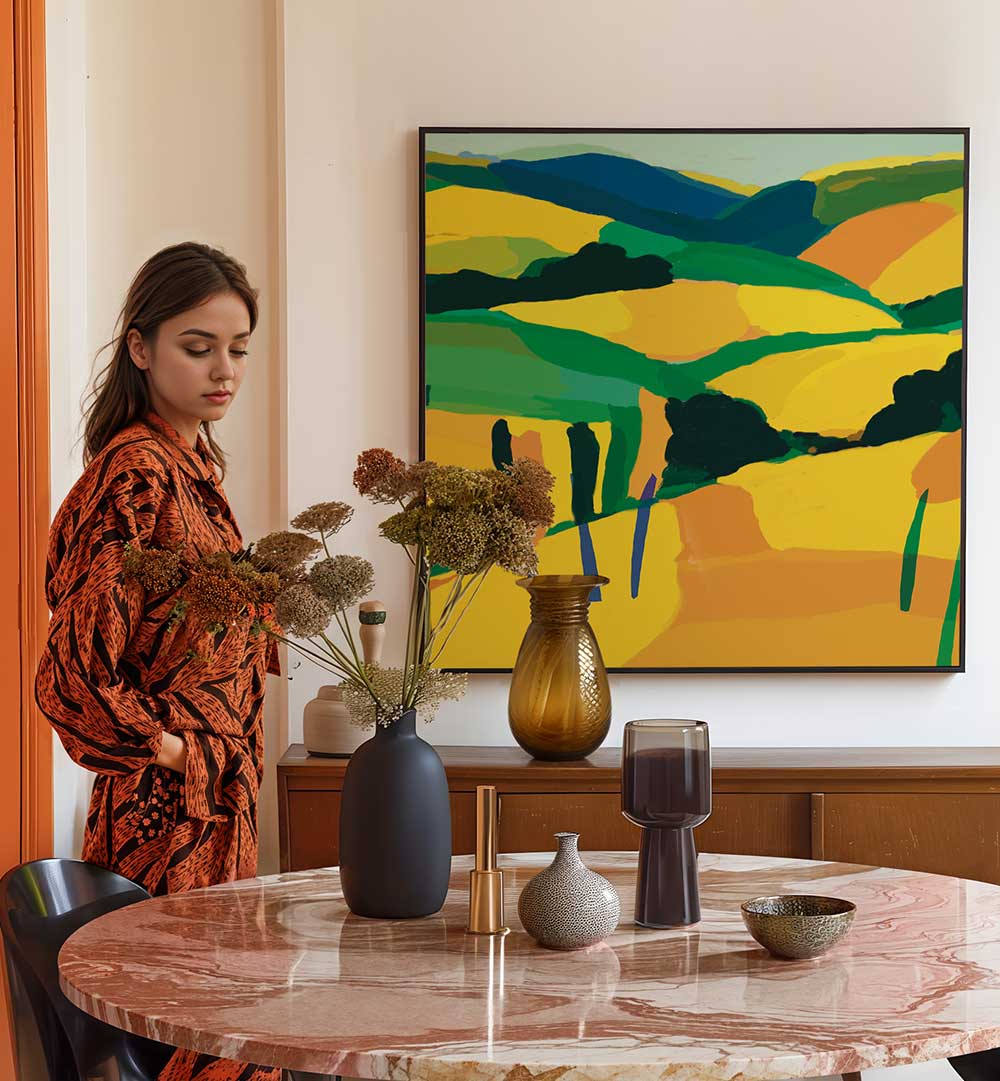 YELLOW GOLDEN HILL , LANDSCAPE PAINTINGS