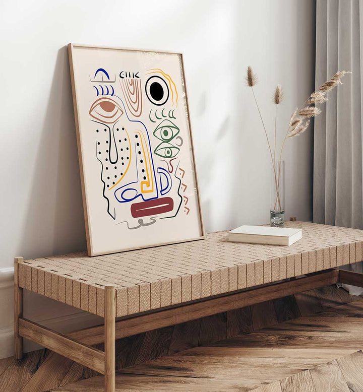 ABORIGINAL PORTRAIT , LINE ART PAINTINGS